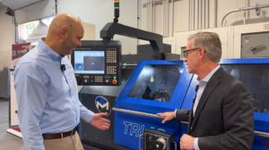 TRL 16 CNC and manual lathe showing dual-mode operation and robust work capacity